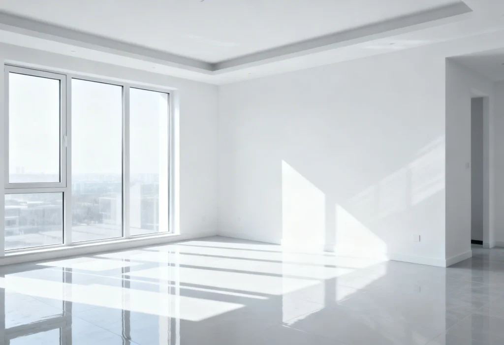 freepik completely clean new apartment spotless white paint glossy floors strong daylight pouring through large windows empty horizontal 0035