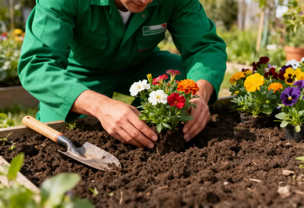 freepik greenuniformed gardener arranging flowering plants in fertile soil hand tools nearby face not visible sharp square composition 0055 freepik greenuniformed gardener arranging flowering plants in fertile soil hand tools nearby face not visible sharp square composition 0055