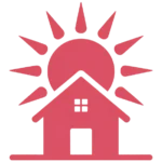 freepik minimalist flat icon sun above small house silhouette bold single fuchsia e8336e on white square no gradients 0022